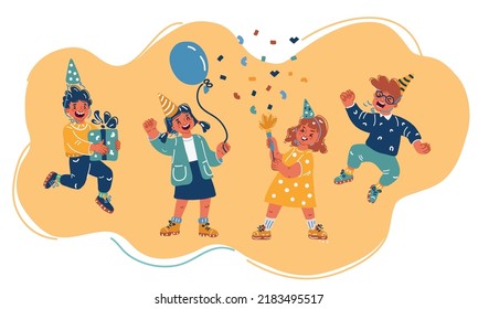 Cartoon vector illustration of Happy child friend Happy childhood concept.