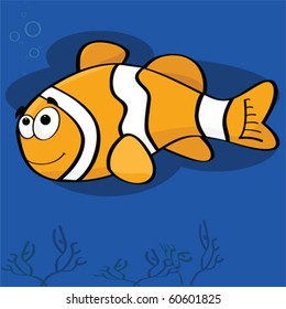 Cartoon vector illustration of a happy clown fish