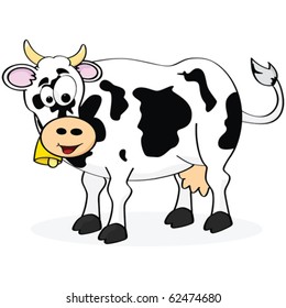 Cartoon vector illustration of a happy cow smiling