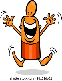 Cartoon Vector Illustration of Happy or Excited Funny Guy Character