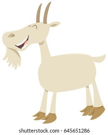 Cartoon Vector Illustration of Happy Goat Farm Animal Character