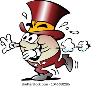 Cartoon Vector illustration of a Happy Golden Egg Mascot there is Running