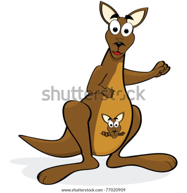 Cartoon Vector Illustration Happy Kangaroo Her Stock Vector (Royalty ...