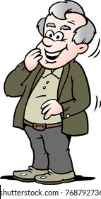 Cartoon Vector illustration of a happy old man