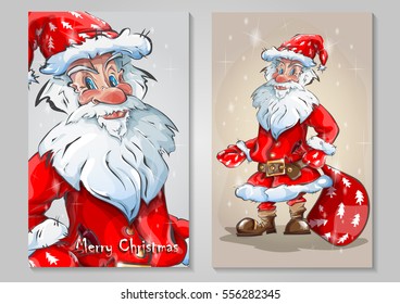 Cartoon vector illustration of a happy Santa Claus welcoming with open arms.