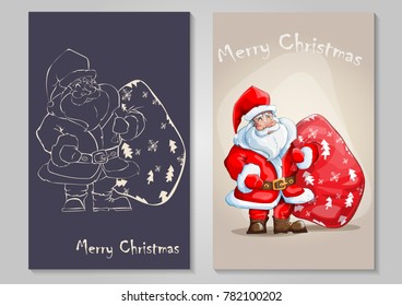 Cartoon vector illustration of a happy Santa Claus welcoming with open arms.