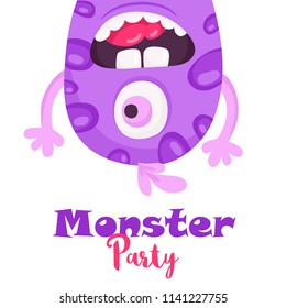 A cartoon vector illustration of a happy silly monsters celebration party