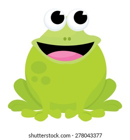A cartoon vector illustration of a happy smiley frog.