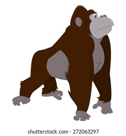 A cartoon vector illustration of a happy smiling camel in side view standing pose. 