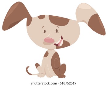 Cartoon Vector Illustration of Happy Spotted Puppy Animal Character