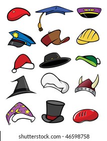 cartoon vector illustration hats caps collection