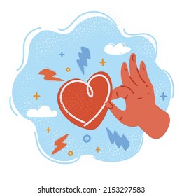 Cartoon vector illustration of Heart in Hand