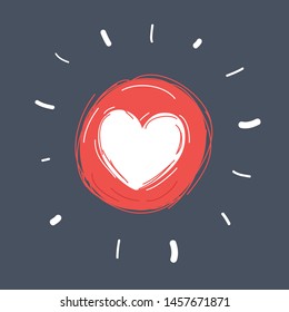 Cartoon vector illustration of Heart symbol on dark.