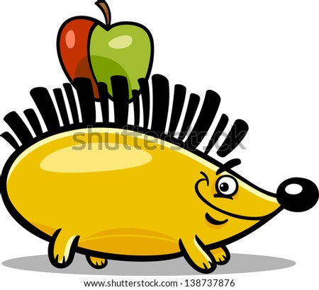 Cartoon Vector illustration of hedgehog with apple comic animal