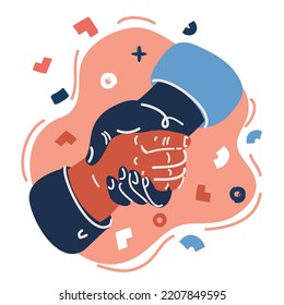 Cartoon vector illustration of Helping hand concept. Gesture, sign of help and hope. Two hands taking each other.