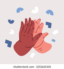 Cartoon vector illustration of High Five Symbol