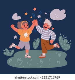 Cartoon vector illustration of High five hand