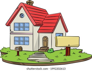 Cartoon vector illustration of a high rent-expensive home