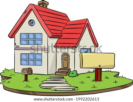 Cartoon vector illustration of a high rent-expensive home