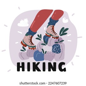 Dibujo vectorial de dibujos animados de piernas de excursión en botas