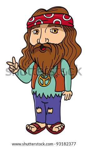 Cartoon Vector Illustration Hippie Stock Vector (Royalty Free) 93182377