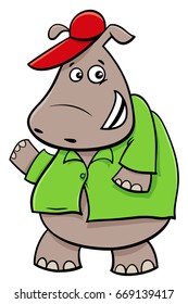 Cartoon Vector Illustration of Hippopotamus Fantasy Animal Character