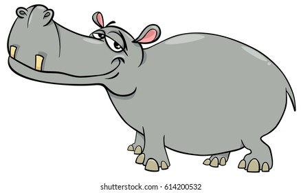 Cartoon Vector Illustration of Hippopotamus Wild Animal Character