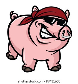 cartoon vector illustration of a hog wild