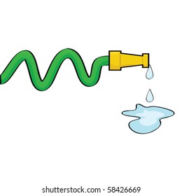 Cartoon Vector Illustration Of A Hose Dripping Some Water