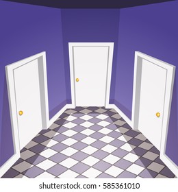 Cartoon vector illustration of the house hallway.