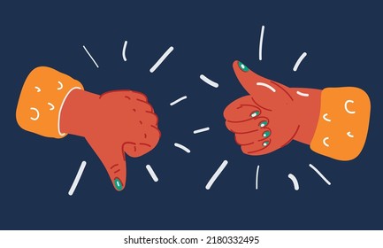 Dibujo vectorial de Humb arriba abajo sobre fondo oscuro