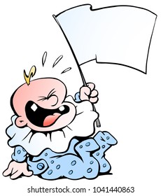 Cartoon Vector illustration of a hysterically screaming Baby Boy