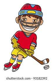 Cartoon Vector Illustration Of A Ice Hockey Player