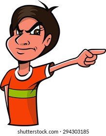 cartoon vector illustration of a Indian boy pointing