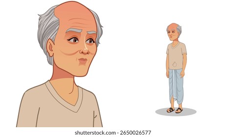 Cartoon Vector Illustration of Indian Village Man in Traditional Attire – Rural Character Standing Pose