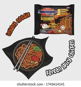 Cartoon vector illustration of indonesian fried noodle fit for menu, collection, label and assets.
