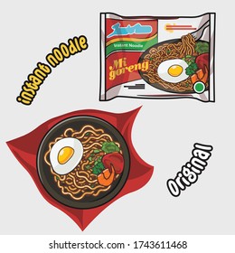 Cartoon vector illustration of indonesian noodle fit for menu, label, assets and collection