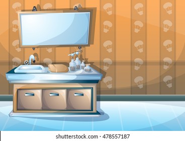 cartoon vector illustration interior bathroom with separated layers