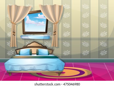 cartoon vector illustration interior bedroom with separated layers