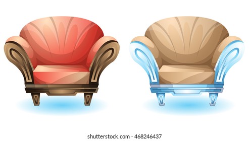 cartoon vector illustration interior boutique chair with separated layers