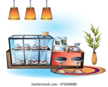 cartoon vector illustration interior cafe object with separated layers