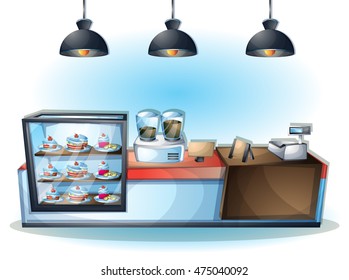 cartoon vector illustration interior cafe object with separated layers