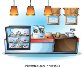 cartoon vector illustration interior cafe object with separated layers