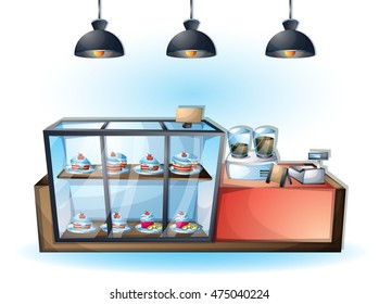 cartoon vector illustration interior cafe object with separated layers