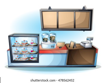 cartoon vector illustration interior cafe object with separated layers