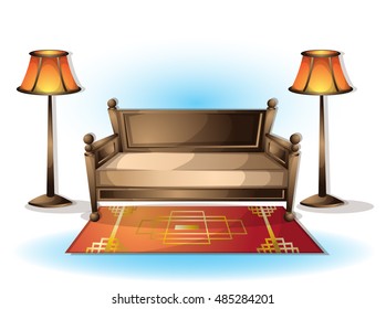 cartoon vector illustration interior chinese room with separated layers in 2d graphic