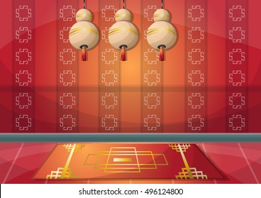 cartoon vector illustration interior chinese room with separated layers in 2d graphic