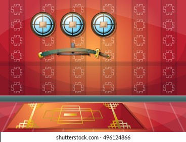 cartoon vector illustration interior chinese room with separated layers in 2d graphic