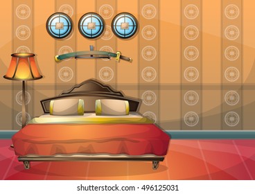cartoon vector illustration interior chinese room with separated layers in 2d graphic