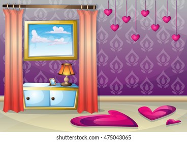 cartoon vector illustration interior Christmas room with separated layers in 2d graphic